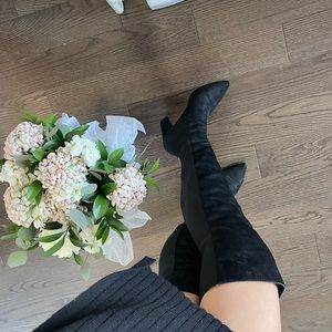 Steve Madden thigh high heel black boots size 7.5